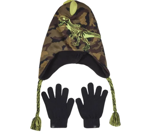 Camouflage T-rex Hat And Glove Set